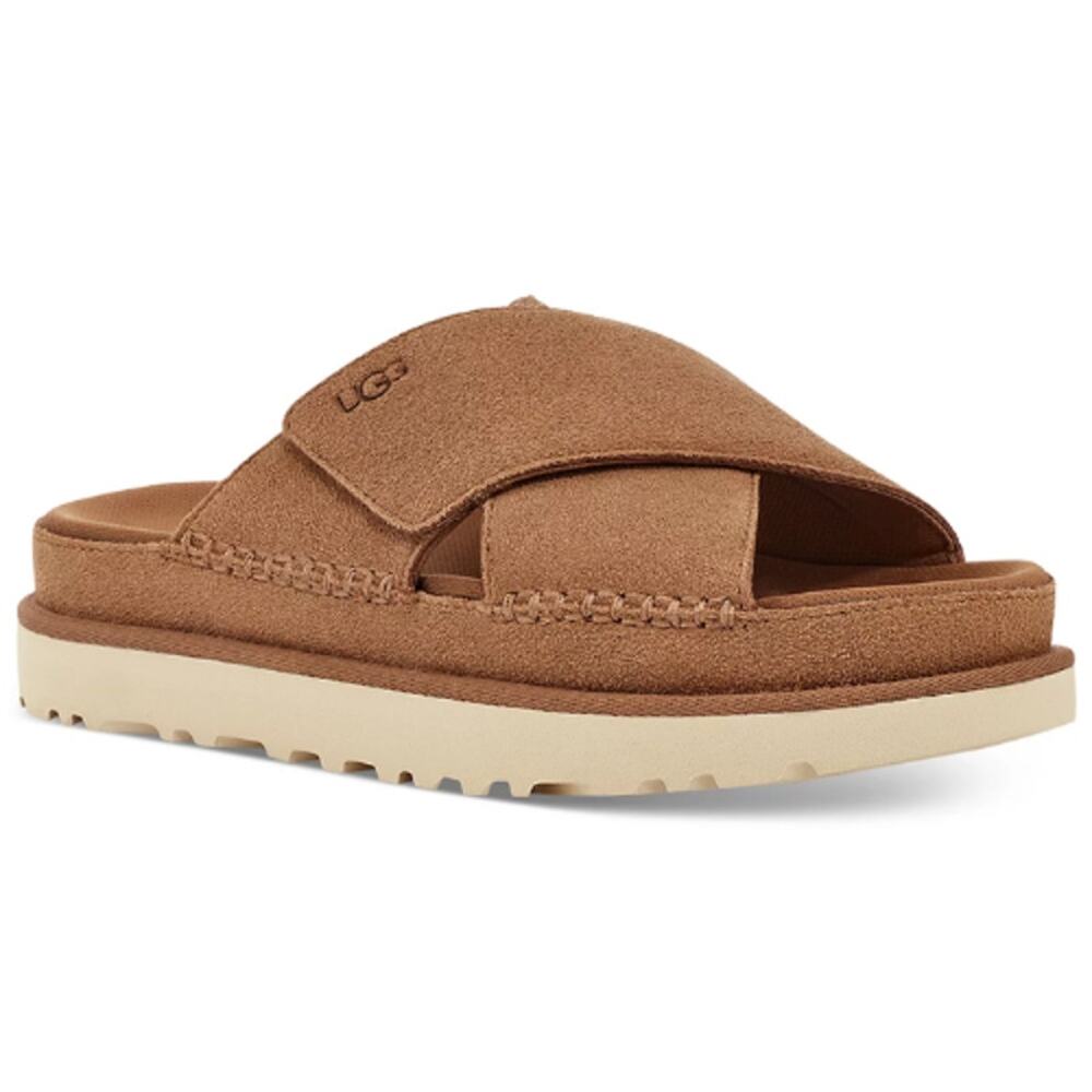 UGG Women's Tan Suede Cross-Band Slide Sandals